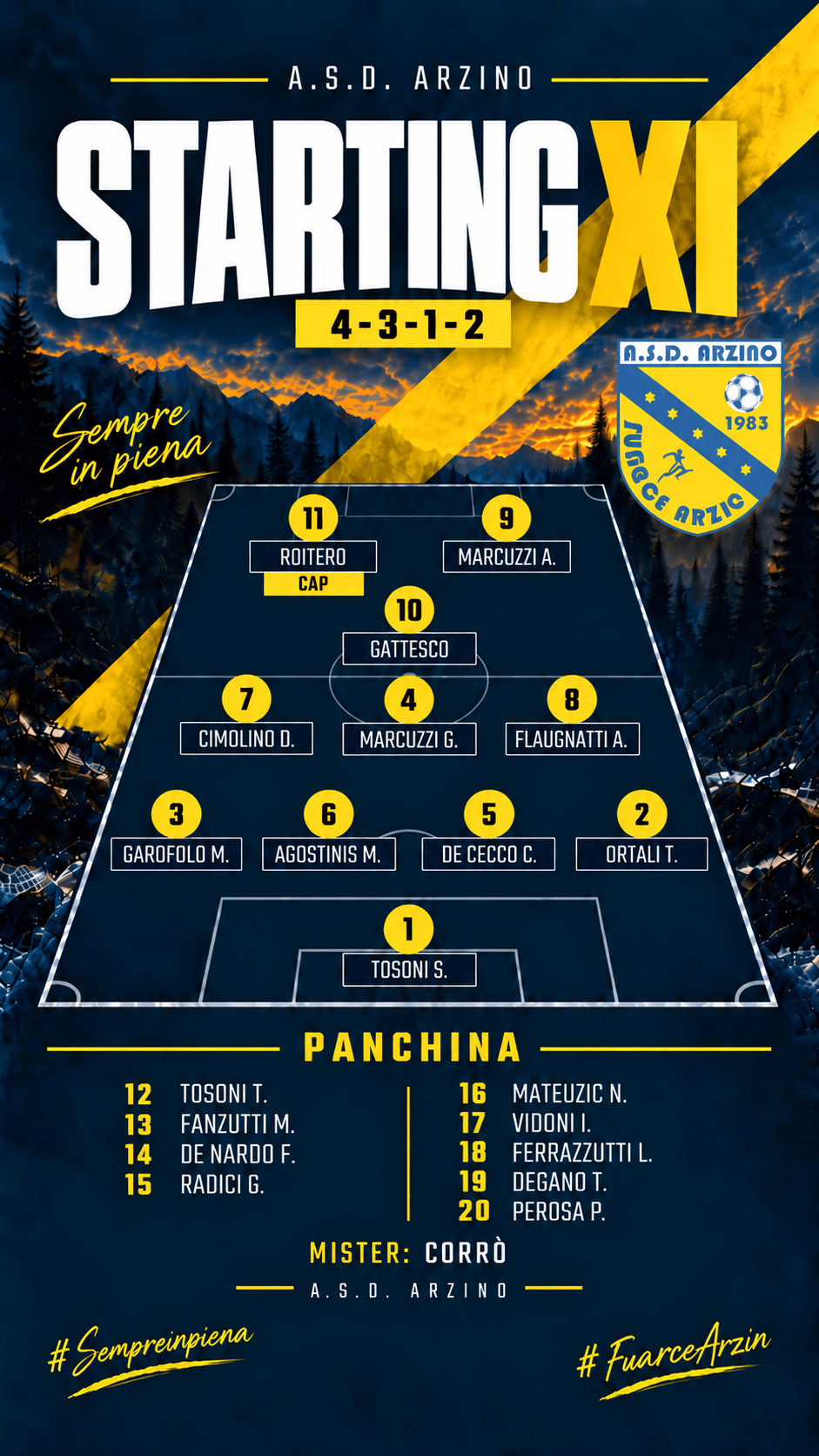 Formazione titolare Arzino