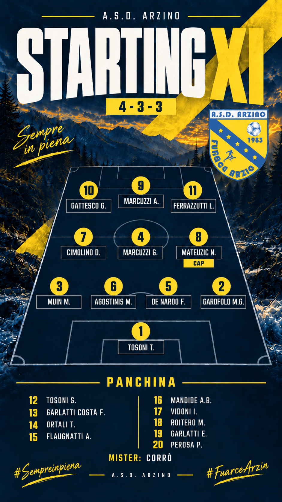 Formazione titolare Arzino