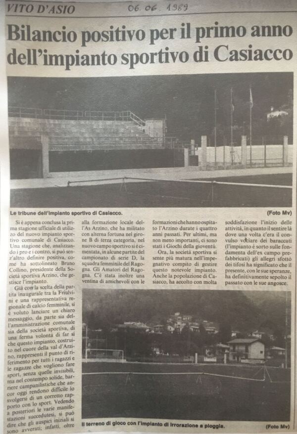 Messagero veneto - il primo anno dello stadio
