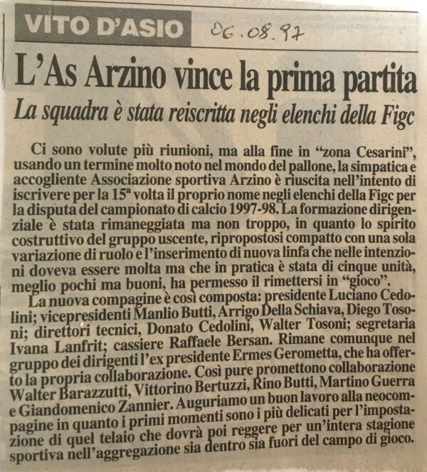 Messaggero veneto -prima vittoria del nuovo corso
