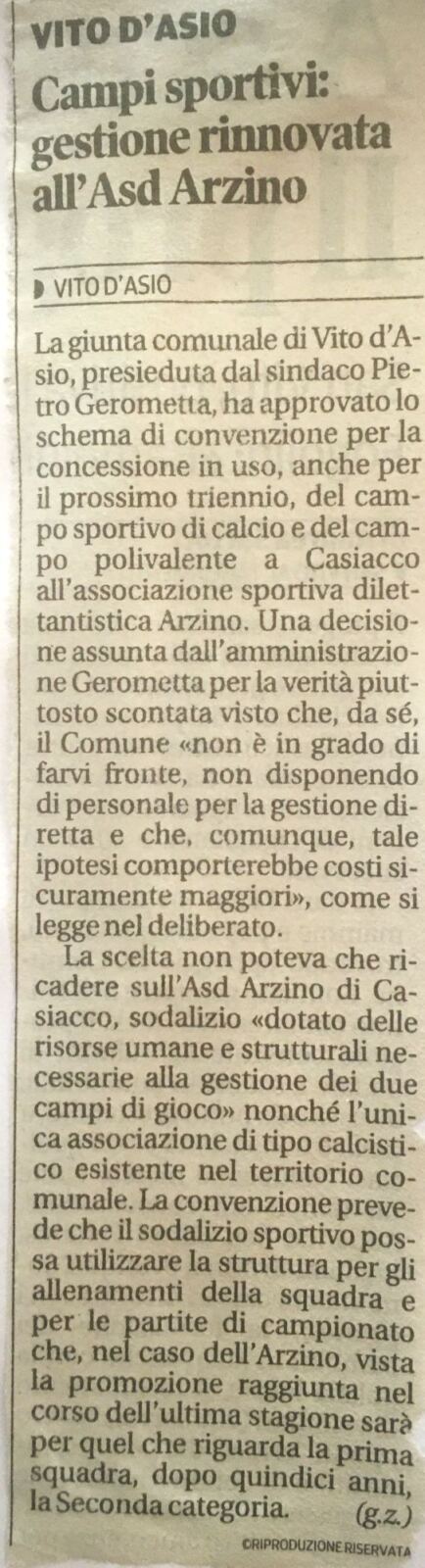 2013, messaggero veneto - rinnovo convenzione