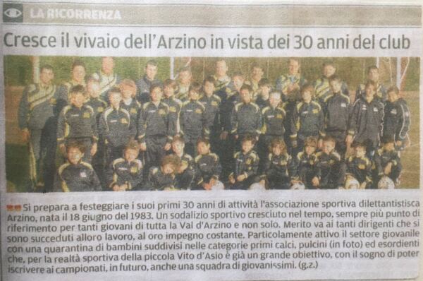 2013, messaggero veneto - trentennale e vivaio