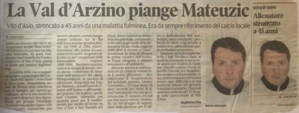 Messaggero veneto - scomparsa marino mateuzic