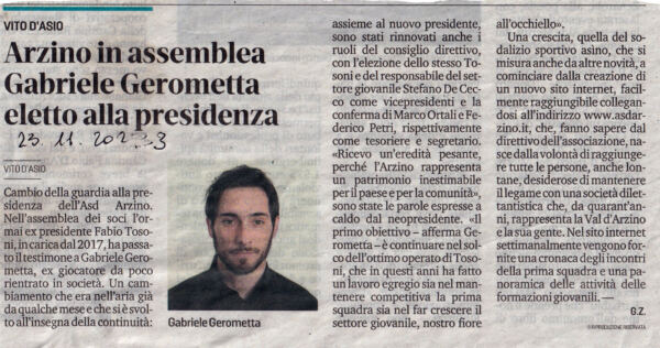 Gerometta nuovo presidente