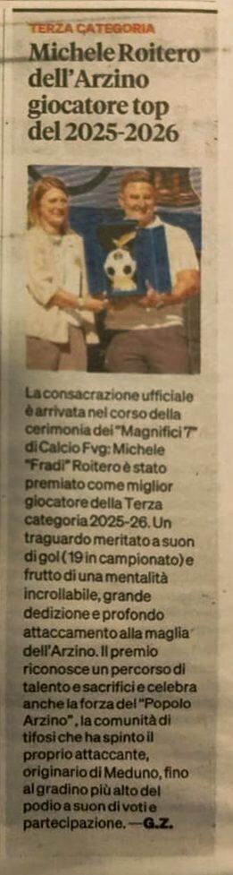 Messaggero veneto - roitero giocatore top della terza